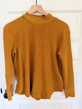 Madewell mock neck waffle knit top small